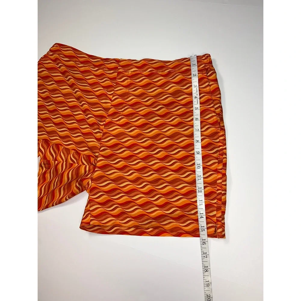 Fair Harbor Sextant Trunk Mens 34 Orange Retro Wave BreezeKnit Liner Swim Shorts